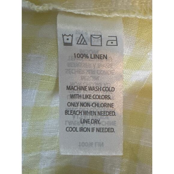Saks Fifth Avenue Linen Sleeveless Blouse Women Small Yellow Gingham Check Plaid - Picture 5 of 5